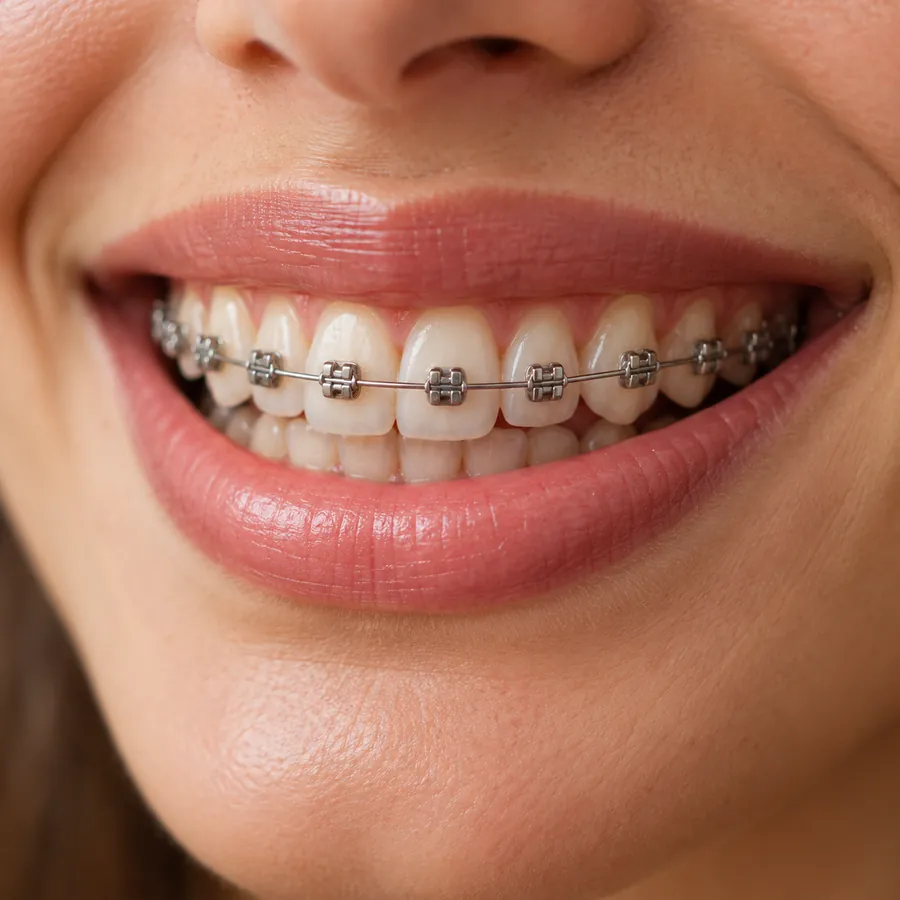 Sorriso ilustrativo com aparelho ortodôntico